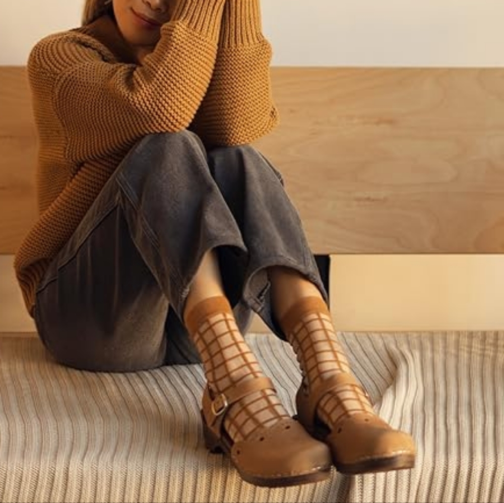 Classic Brown Leather Clog Mules with Buckle
